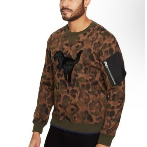 Coach Other - COACH 1941 Mens Rexy Dinosaur Camo Slim Fit Sweatshirt Size Medium Green RARE